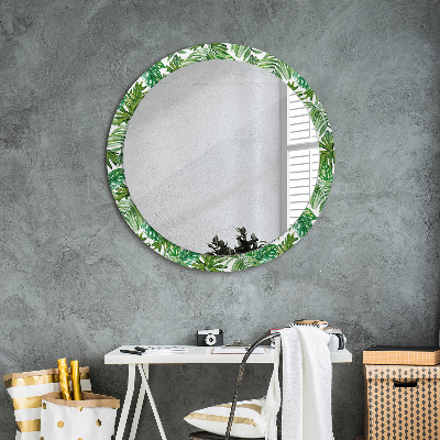 Oglinda rotunda rama cu imprimeu Frunze de junglă