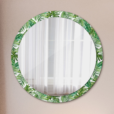 Oglinda rotunda rama cu imprimeu Frunze de junglă