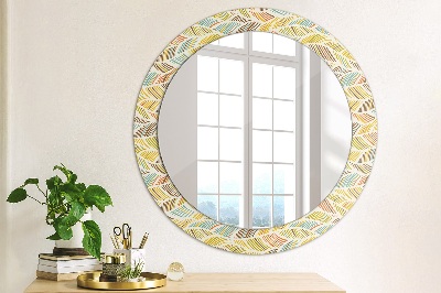 Oglinda rotunda rama cu imprimeu Abstract