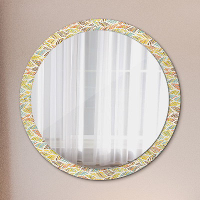 Oglinda rotunda rama cu imprimeu Abstract