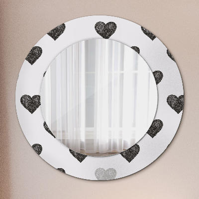 Oglinda rotunda rama cu imprimeu Inimi abstracte