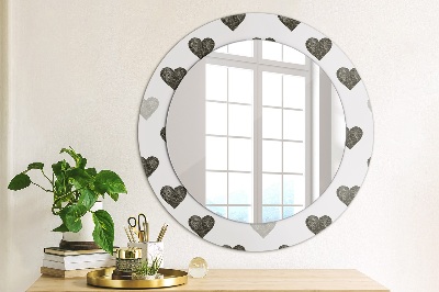 Oglinda rotunda rama cu imprimeu Inimi abstracte