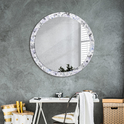 Oglinda rotunda rama cu imprimeu Trandafiri albaștri