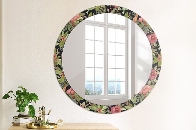 Oglinda cu decor rotunda Flori de hibiscus