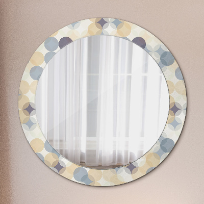 Oglinda rotunda rama cu imprimeu Roți geometrice