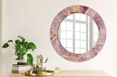 Oglinda rotunda rama cu imprimeu Marmură cu adăugarea de aur