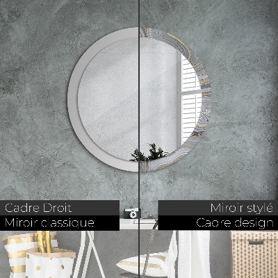 Oglinda cu decor rotunda Marmură gri
