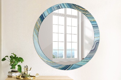 Oglinda rotunda rama cu imprimeu Marmură albastră