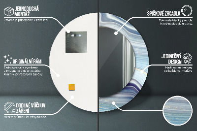 Oglinda rotunda rama cu imprimeu Marmură albastră