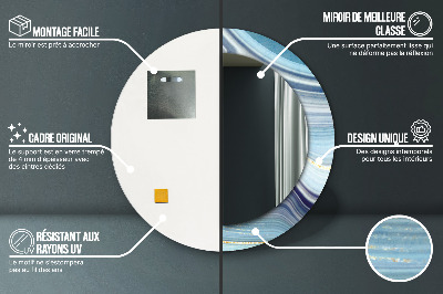 Oglinda rotunda rama cu imprimeu Marmură albastră
