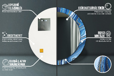 Oglinda rotunda imprimata Marmură albastră