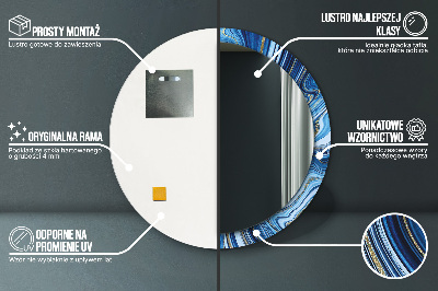 Oglinda rotunda imprimata Marmură albastră