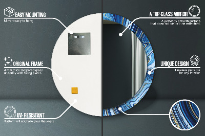 Oglinda rotunda imprimata Marmură albastră