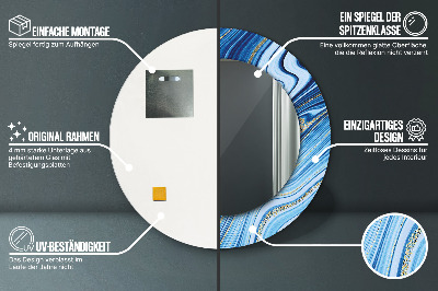 Oglinda rotunda imprimata Marmură albastră