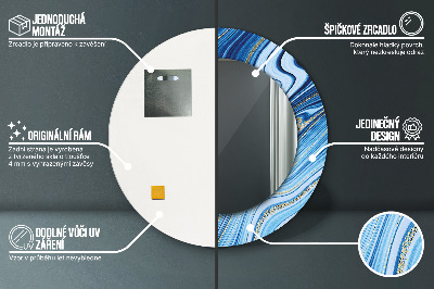 Oglinda rotunda imprimata Marmură albastră