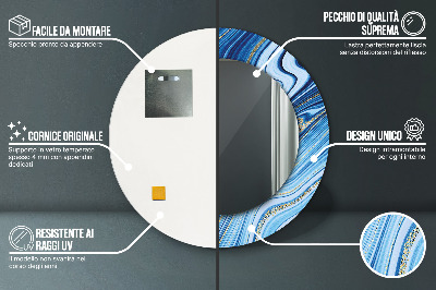 Oglinda rotunda imprimata Marmură albastră