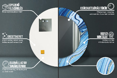Oglinda rotunda imprimata Marmură albastră