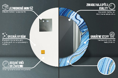 Oglinda rotunda imprimata Marmură albastră