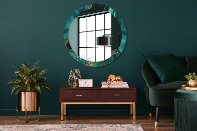 Oglinda rotunda imprimata Marmură de smarald