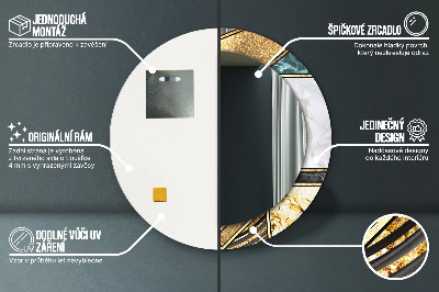 Oglinda rotunda imprimata Marmură și aur
