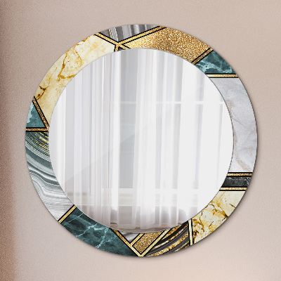 Oglinda rotunda imprimata Marmură și aur