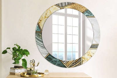 Oglinda rotunda imprimata Marmură și aur