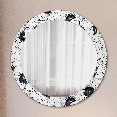 Oglinda rotunda imprimata Compoziție de flori liniare