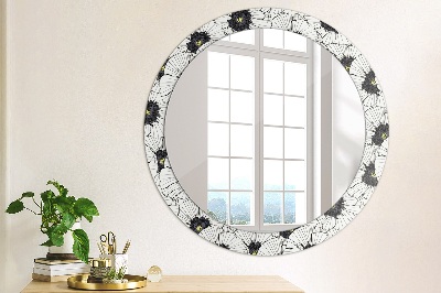 Oglinda rotunda imprimata Compoziție de flori liniare