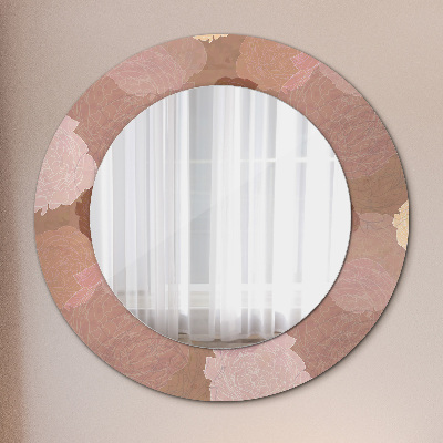 Oglinda rotunda imprimata Compoziția trandafirilor
