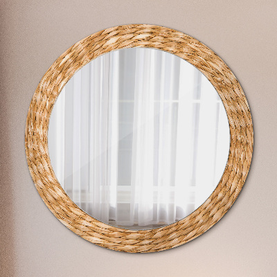 Oglinda rotunda rama cu imprimeu Textura de stuf