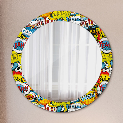 Oglinda rotunda rama cu imprimeu Model de stil comic