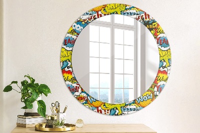 Oglinda rotunda rama cu imprimeu Model de stil comic