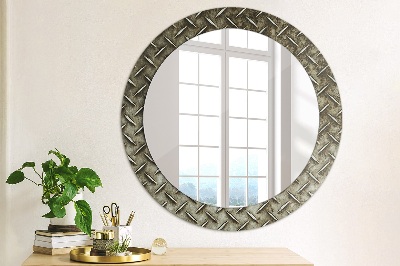 Oglinda cu decor rotunda Textura de oțel