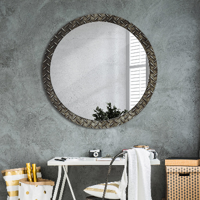 Oglinda cu decor rotunda Textura de oțel