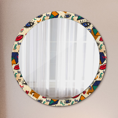 Oglinda rotunda rama cu imprimeu Stil de artă pop