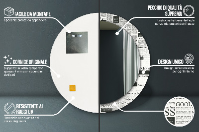 Oglinda cu decor rotunda Model din ziare