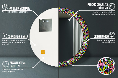 Oglinda cu decor rotunda Model de mandala psihedelică