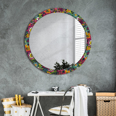 Oglinda cu decor rotunda Flori pictate manual