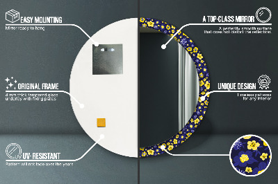 Oglinda rotunda rama cu imprimeu Flori mici dulci
