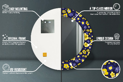 Oglinda rotunda rama cu imprimeu Flori mici dulci