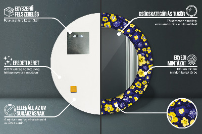 Oglinda rotunda rama cu imprimeu Flori mici dulci