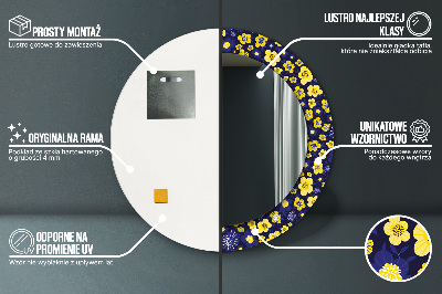 Oglinda rotunda rama cu imprimeu Flori mici dulci