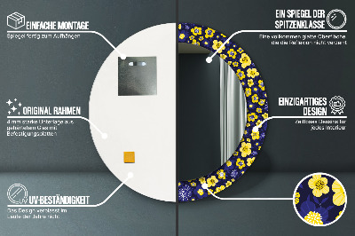 Oglinda rotunda rama cu imprimeu Flori mici dulci