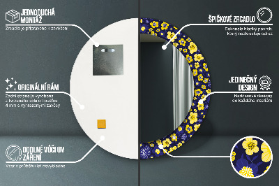 Oglinda rotunda rama cu imprimeu Flori mici dulci