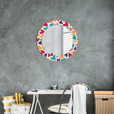 Oglinda cu decor rotunda Inimi colorate