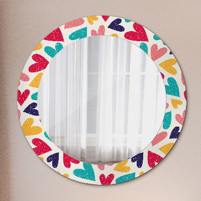 Oglinda cu decor rotunda Inimi colorate