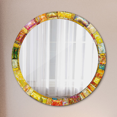 Oglinda rotunda rama cu imprimeu Fereastră colorată cu vitralii