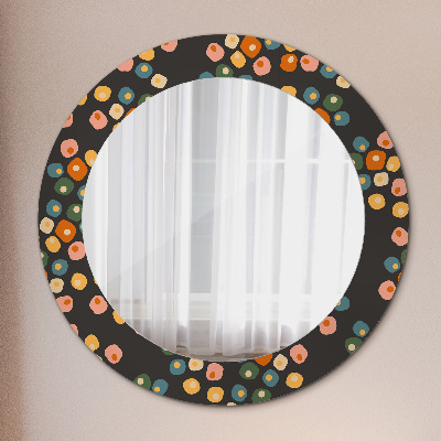 Oglinda cu decor rotunda Puncte de flori