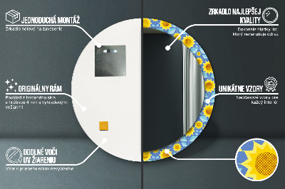 Oglinda rotunda rama cu imprimeu Floarea-soarelui geometrică