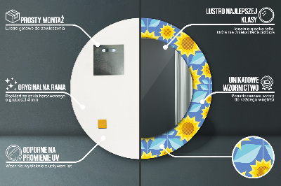 Oglinda rotunda rama cu imprimeu Floarea-soarelui geometrică